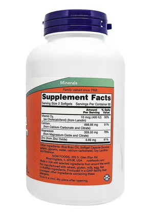 Now Calcium & Magnesium With Vitamin D3 & Zinc Softgel For Bone Health, Pack of 120's