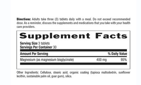 Country Life 400 mg Chelat-Magnesiumglycinat-Tabletten für Knochen- und Muskelgesundheit, Packung mit 180 Stück