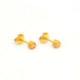 Tiny Tips Heartlite Crystal Studs - 4mm - Gold Plated