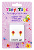 Tiny Tips Ice Cream Studs - Red - Gold Plated Studex