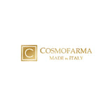 Gold and white Cosmofarma logo with ’MADE IN ITALY’ text beneath it.