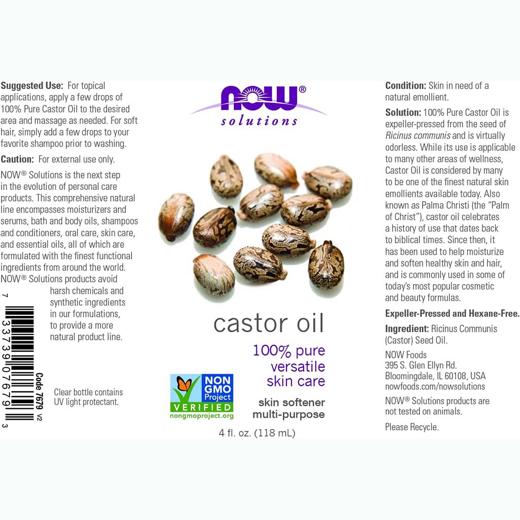 Now Solutions Castor Oil 100% Pure Skin Softener 118ml