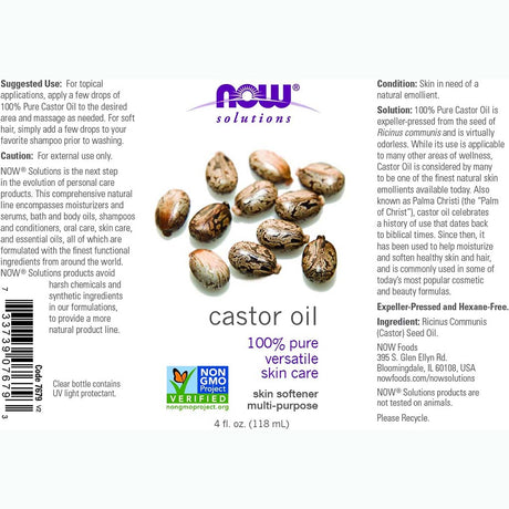 Now Solutions Castor Oil 100% Pure Skin Softener 118ml