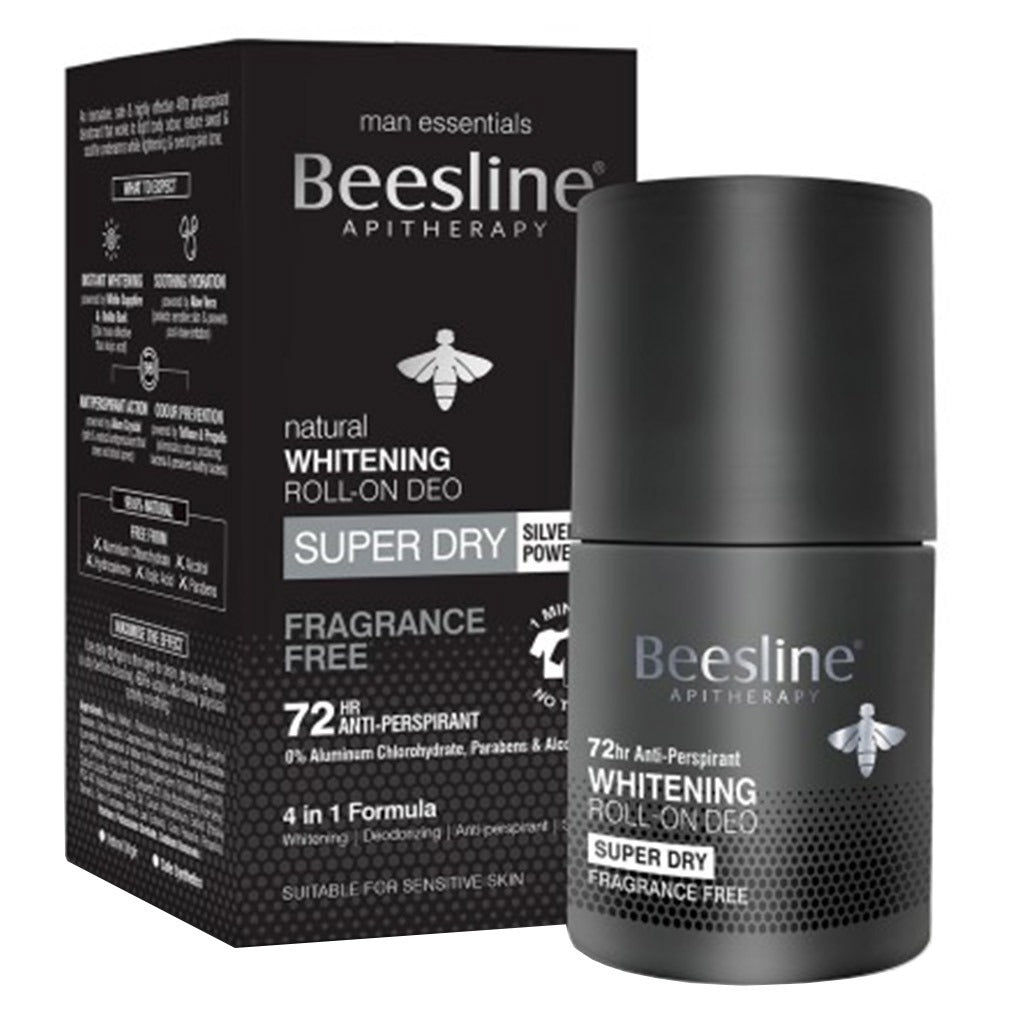 Beesline® Apitherapy Men Whitening Roll-On Deo Super Dry Fragrance Free 50 mL