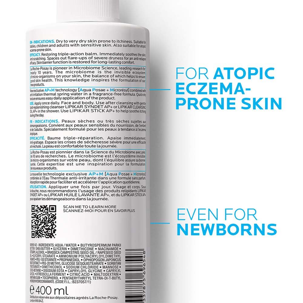 La Roche-Posay Lipikar Baume Ap+M Moisturizer For Atopic Eczema & Allergy-Prone Skin With Extreme Dryness 400ml