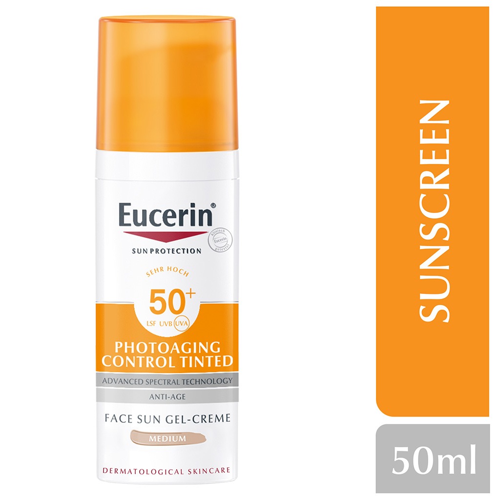 Eucerin Sun SPF 50+ Sun Creme Tinted CC Medium Anti-Aging Sunscreen 50ml