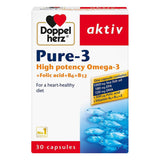 كبسولات Doppelherz aktiv Pure-3 عالية الفعالية أوميجا 3 EPA + DHA لصحة القلب، عبوة من 30 كبسولة