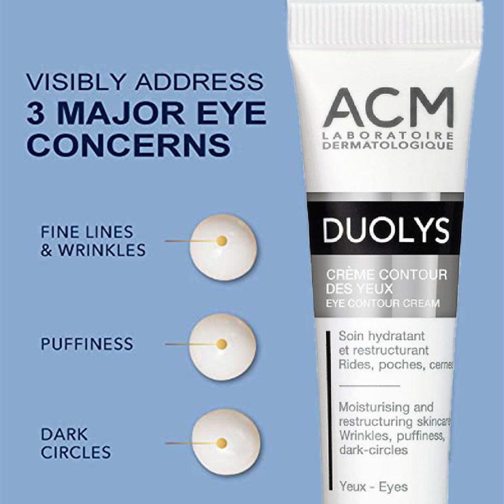 ACM Duolys كريم محيط العين لانتفاخات العين والتجاعيد والهالات السوداء 15 مل