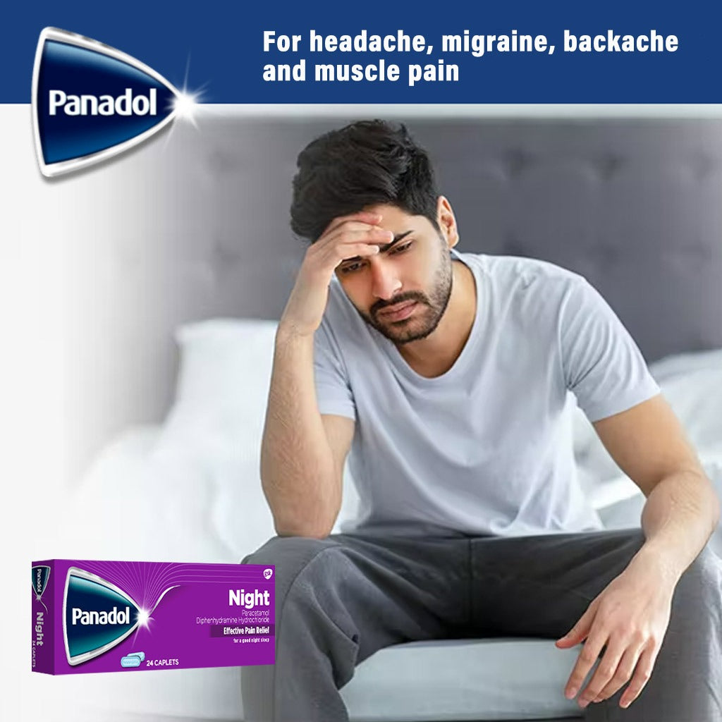 Panadol Night Caplets For Fever & Pain Relief, Pack of 24's