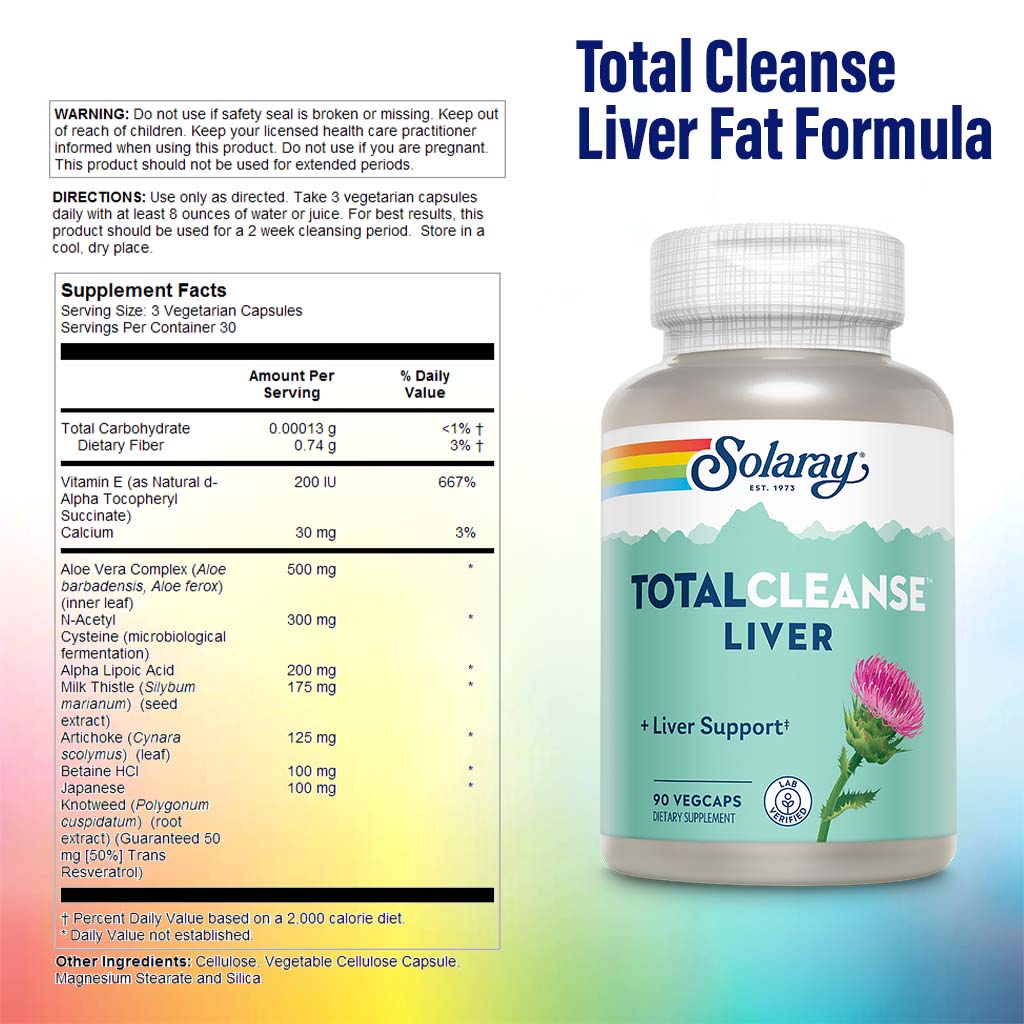 Solaray Total Cleanse Liver Fat Capsule For Liver Detoxification, Pack of 90's