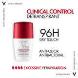 Vichy 96 Hour Clinical Control Dry Touch Anti-Odour Deodorant Roll-On For Women 50ml