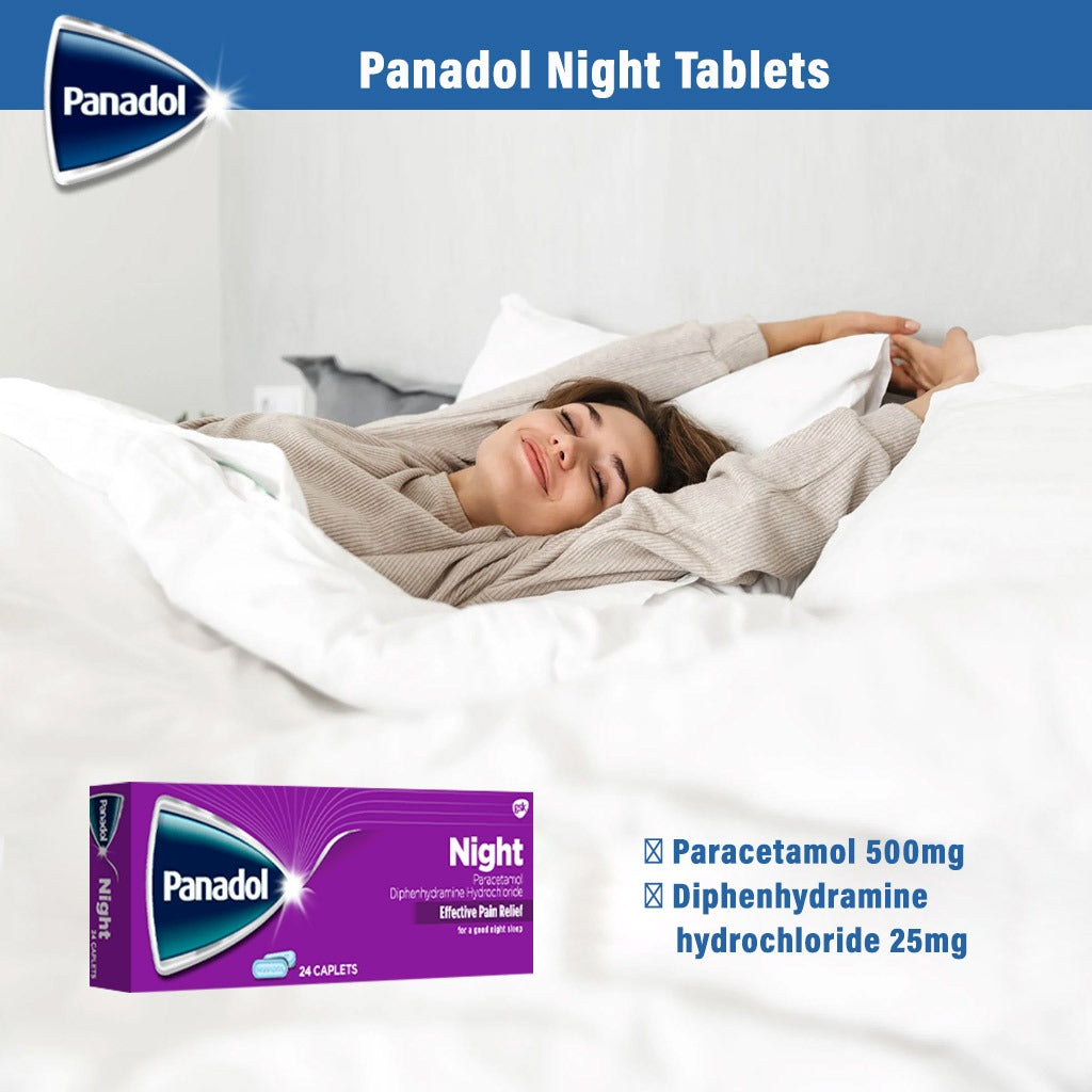 Panadol Night Caplets For Fever & Pain Relief, Pack of 24's