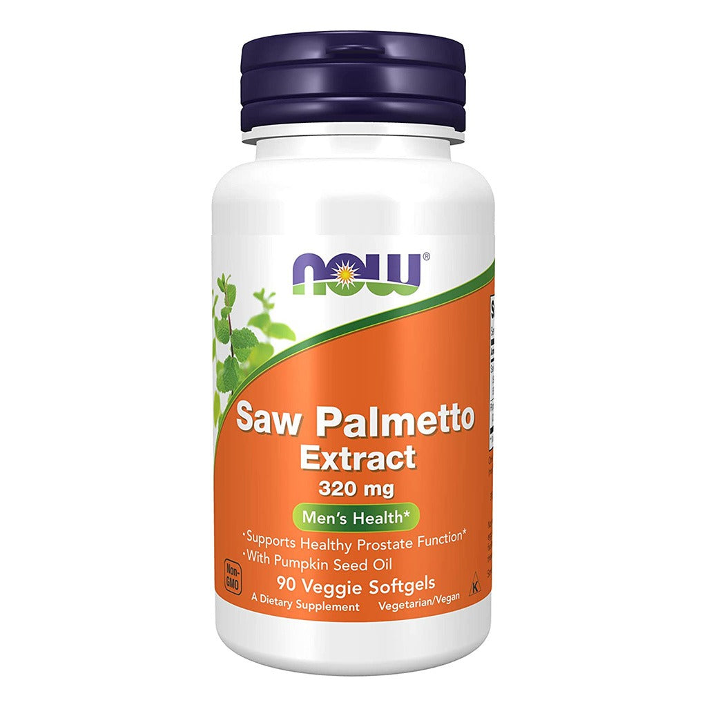 Now Saw Palmetto Extract 320mg Softgels لصحة الرجال ووظيفة البروستاتا الصحية، عبوة من 90 كبسولة