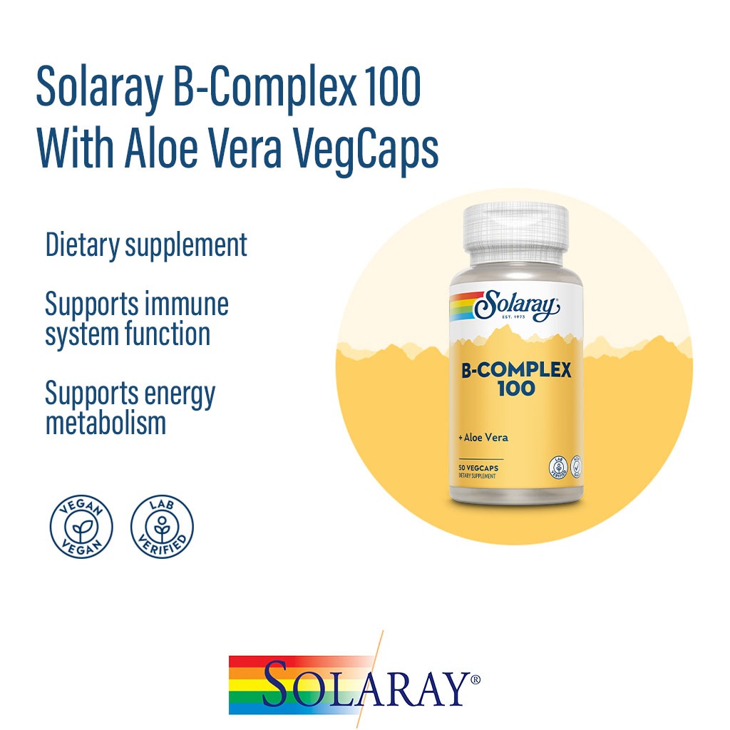 Solaray B-Complex 100 مع Aloe Vera VegCaps 50's