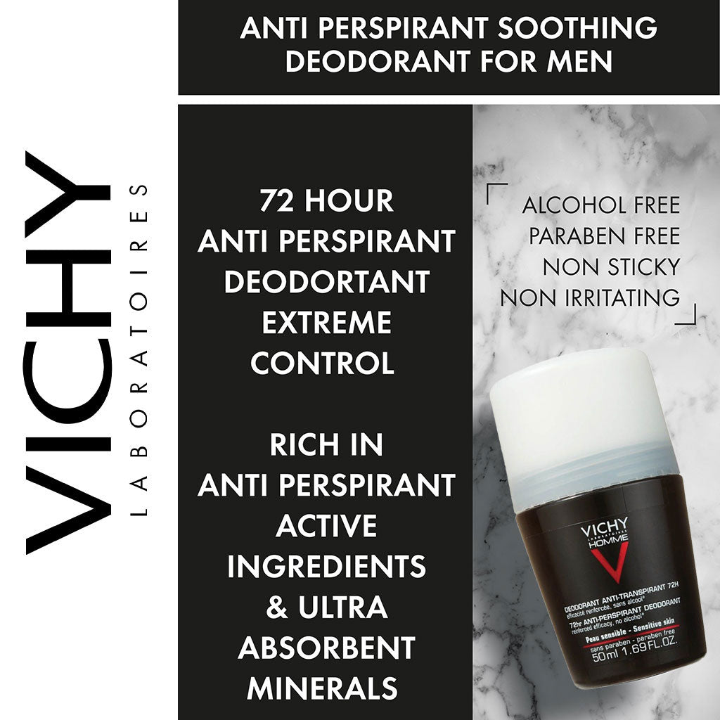 Vichy Homme 72 Hour Soothing Anti Perspirant Deodorant Roll-On 50ml