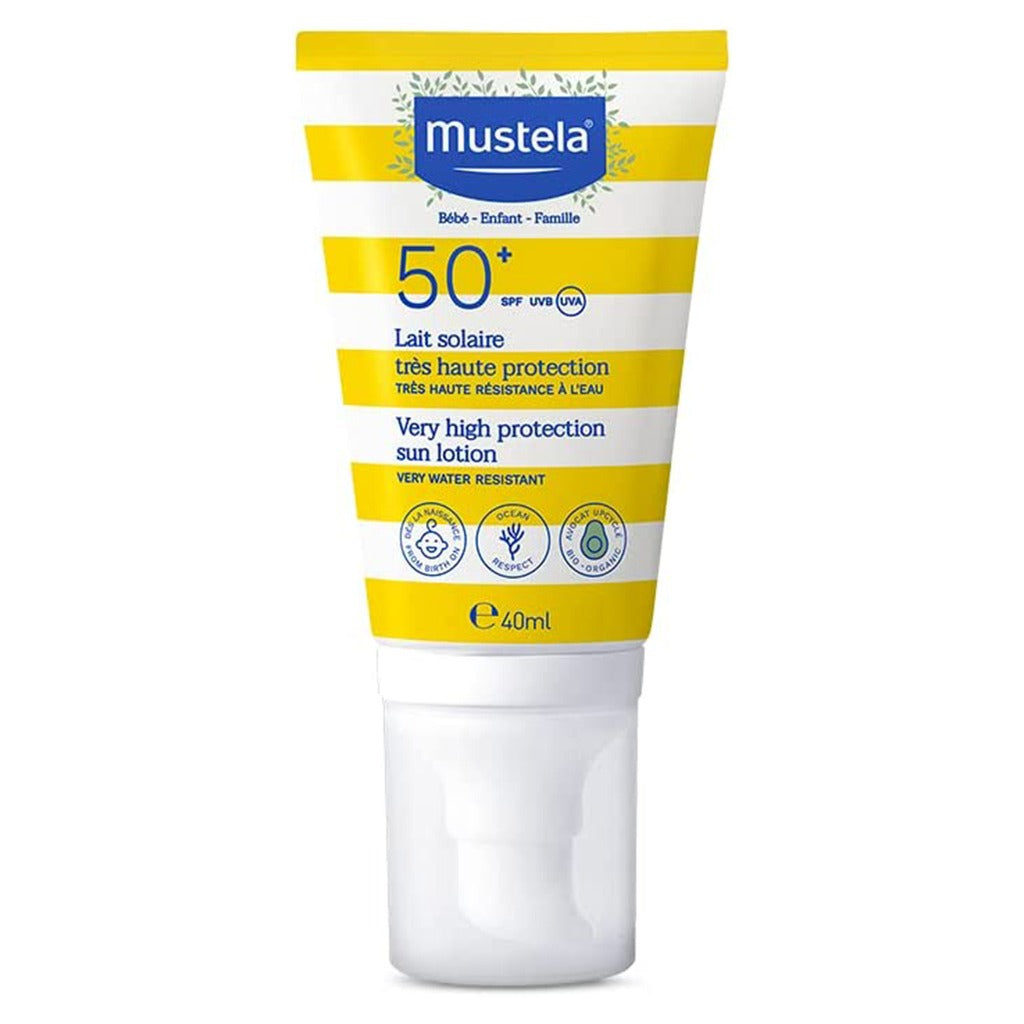 Mustela Very High Protection SPF50+ Facial Sunscreen Lotion For Baby, Water Resistant 40ml