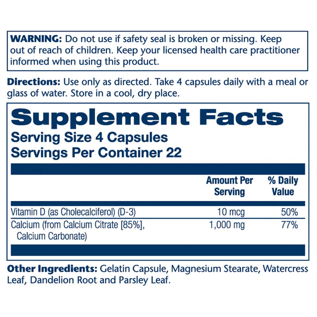 Solaray Calcium Citrate 1000 mg With Vitamin D3 Capsule 90's