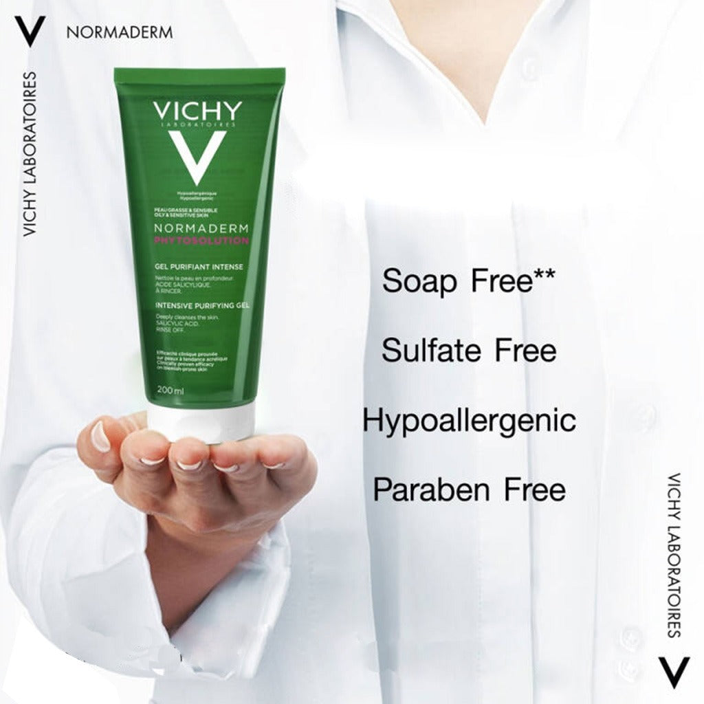 Vichy Normaderm Phytosolution Intensive Purifying Gel For Blemish Prone Skin With Salicylic Acid 200ml