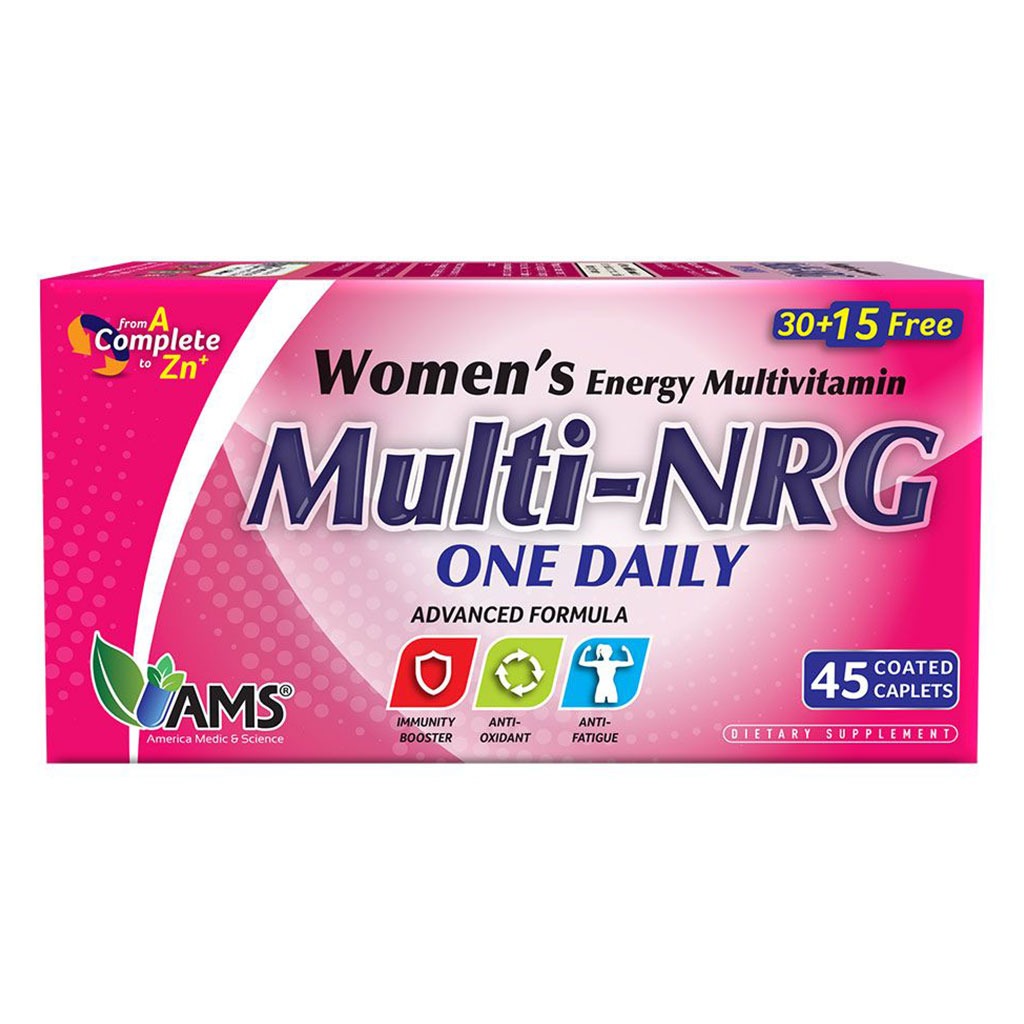 أقراص AMS Multi-NRG النسائية المغلفة بالفيتامينات المتعددة، 45 قرصًا