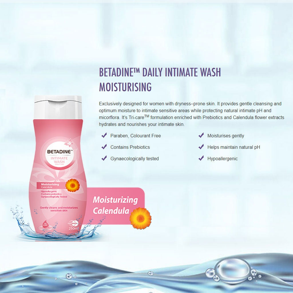 Betadine Daily Use Feminine Intimate Wash, Moisturizing Calendula 250ml