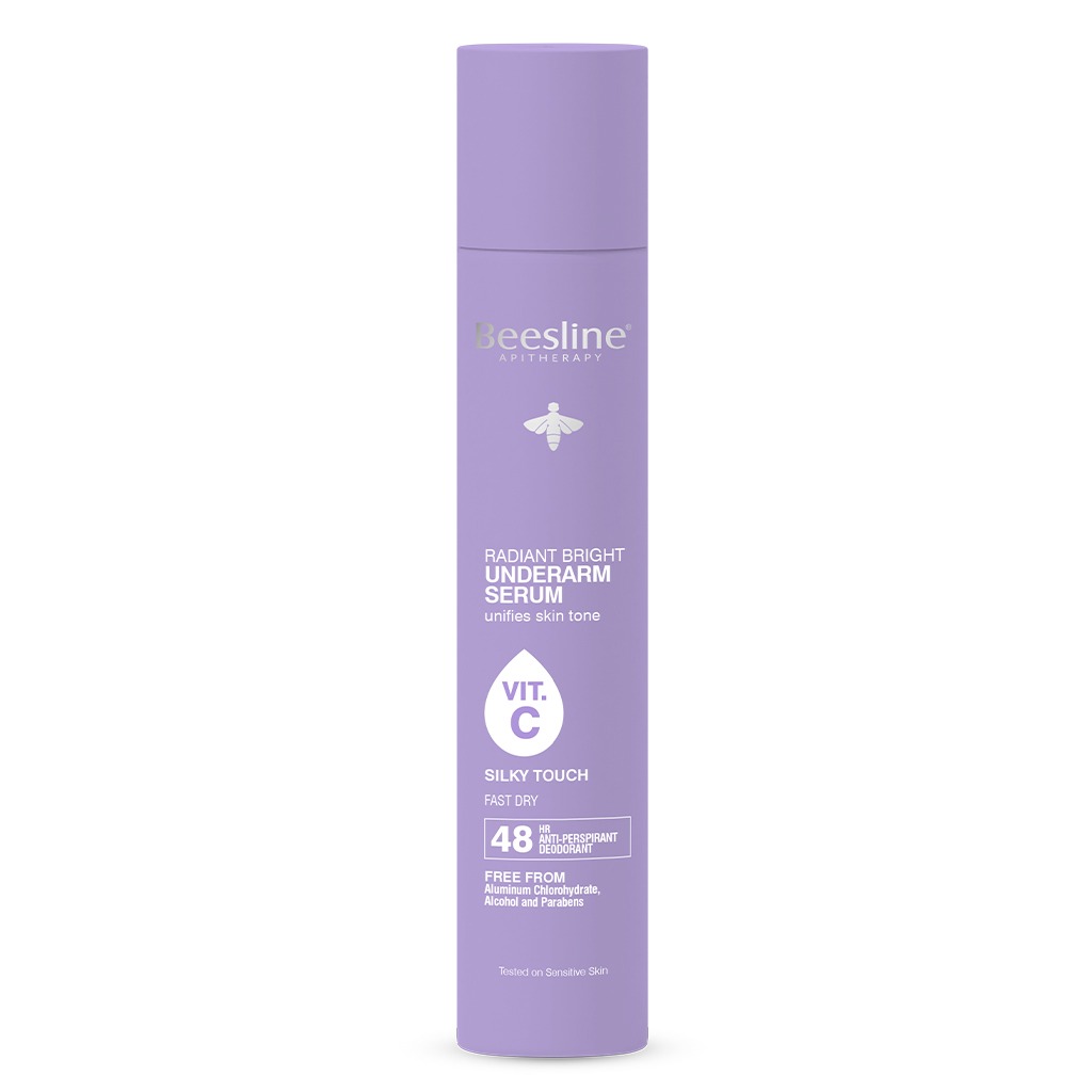 Beesline Radiant Bright Vitamin C Enriched Fast Dry Underarm Serum, Aluminum Free Antiperspirant Deodorant - Silky Touch 150ml