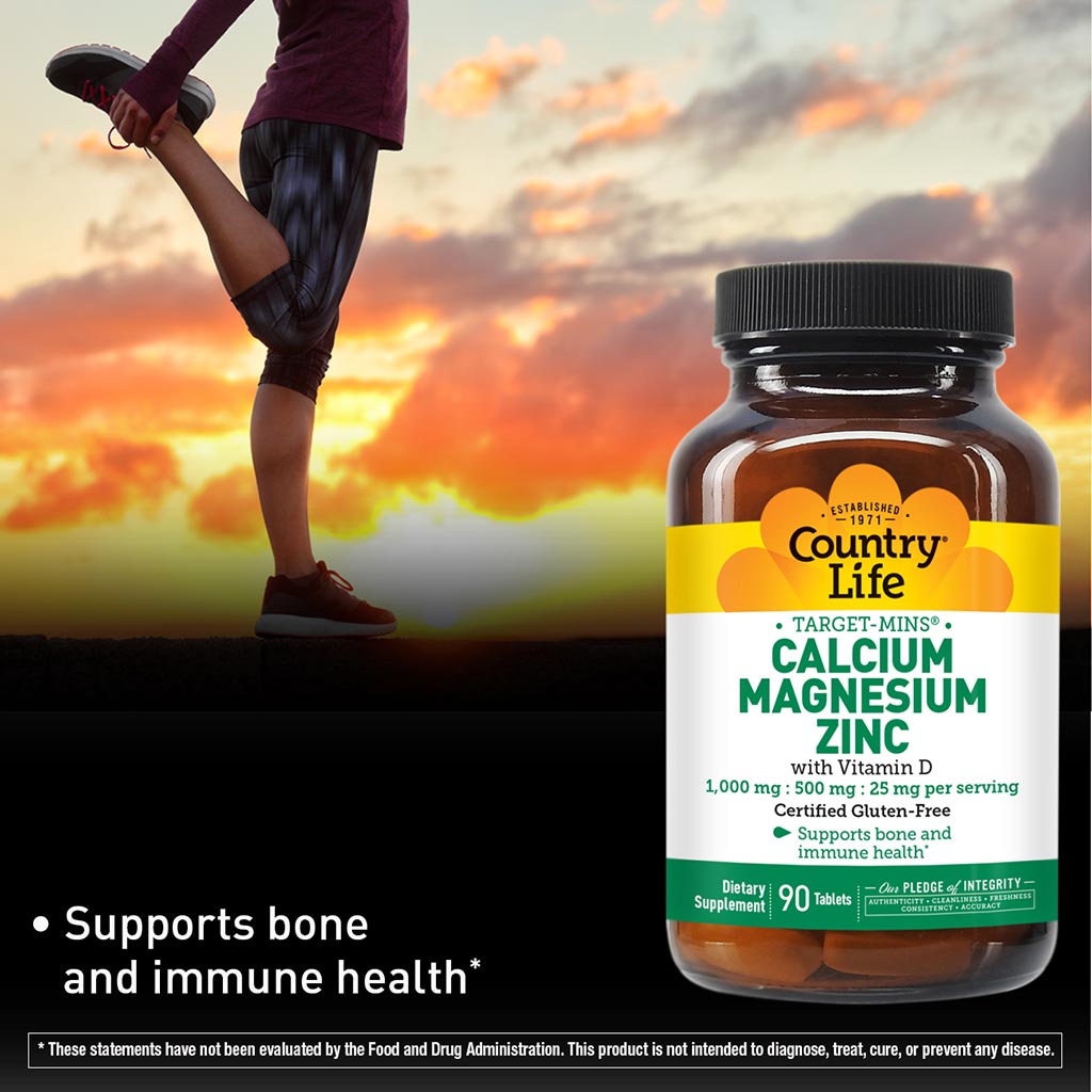 Country Life Calcium Magnesium & Zinc Tablet With Vitamin D For Bone & Immune Health, Pack of 90's