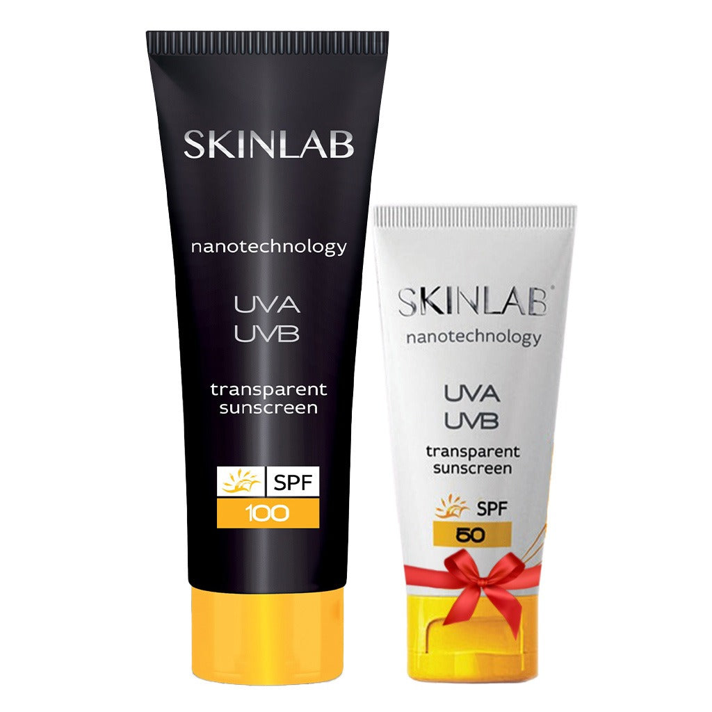 Skinlab UVA/UVB SPF50 Sunscreen 100 mL + Skinlab UVA/UVB SPF50 Transparent Sunscreen 50 mL FREE PROMO PACK