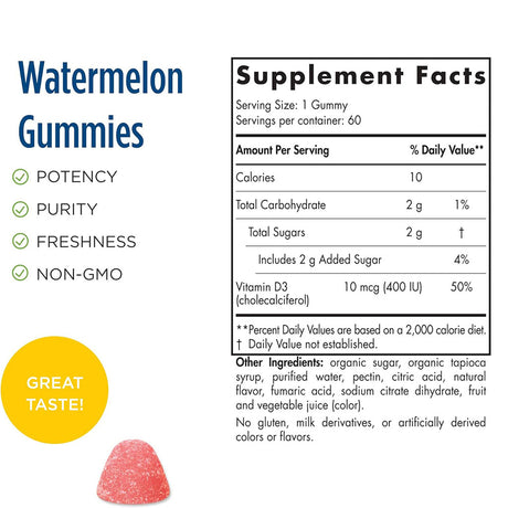 Nordic Naturals Kids Vitamin D3 400 IU Gummies 60's