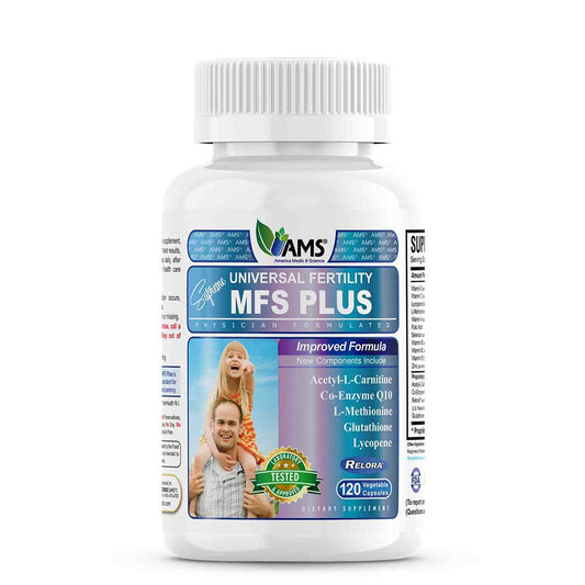 كبسولات نباتية AMS MFS Plus لزيادة خصوبة الرجال، عبوة تحتوي على 120 كبسولة