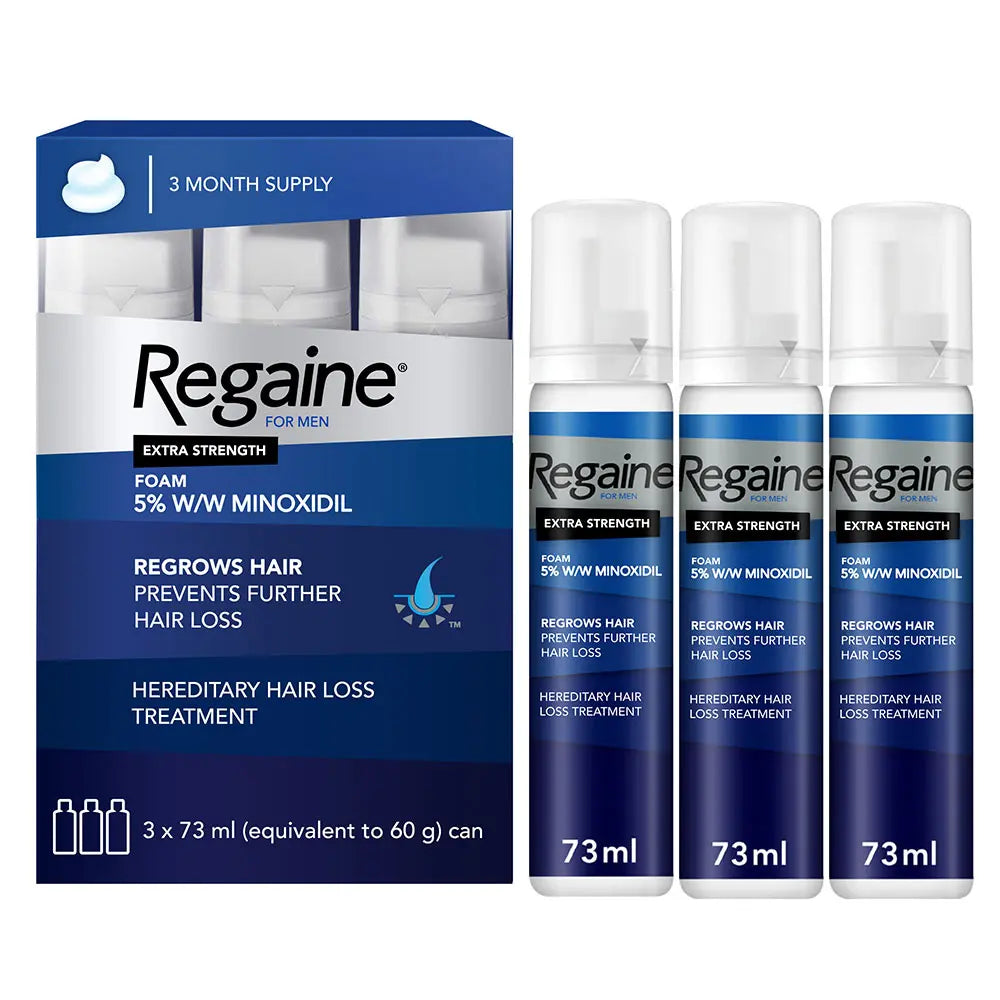 Regaine For Men 5% Extra Strength Topical Hair Regrowth Foam 73ml, Pack of 3's Regaine