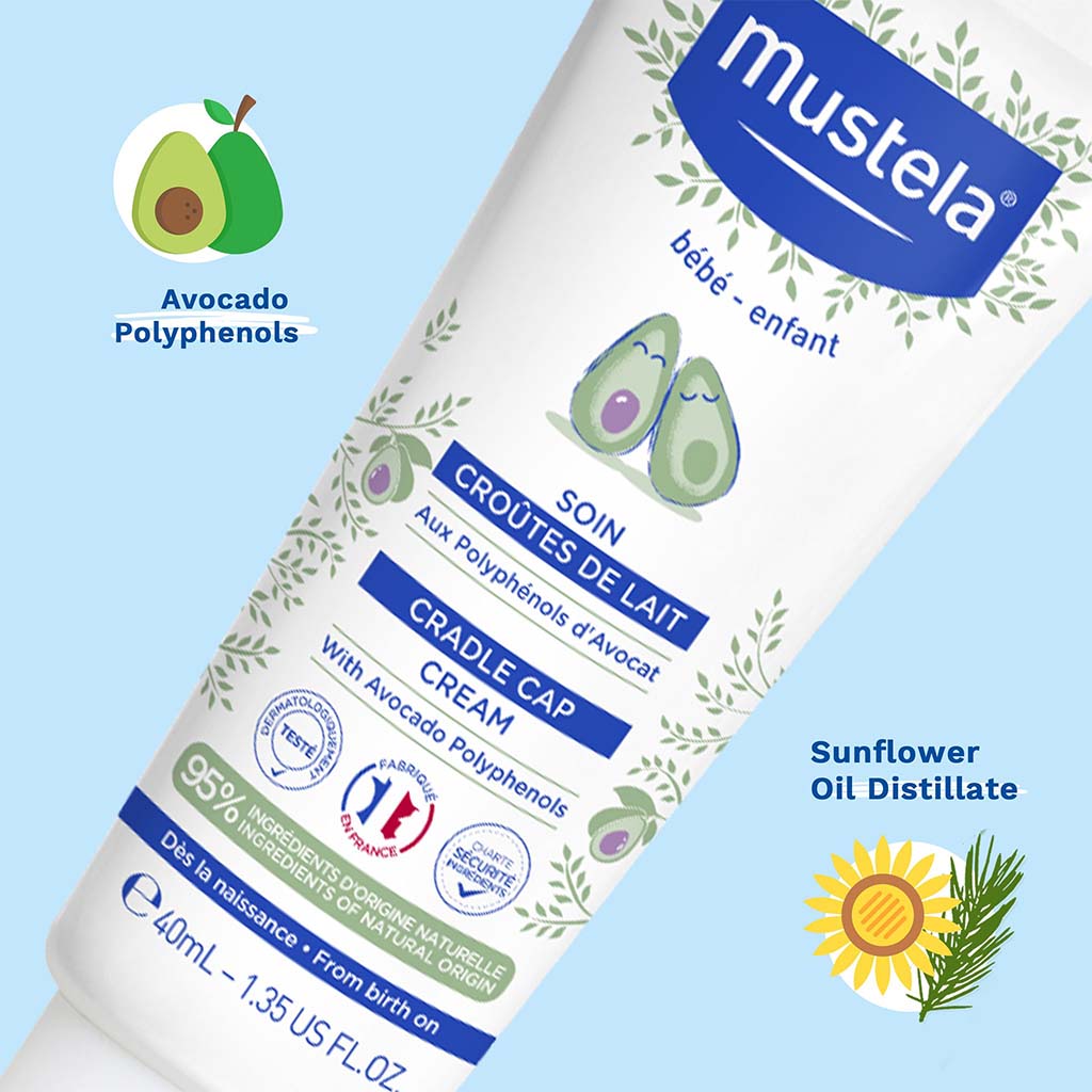 Mustela Baby Cradle Cap Cream For Newborns, Fragrance-Free 40ml