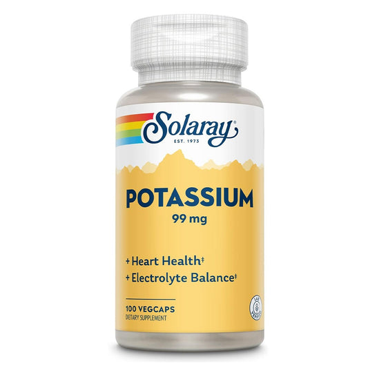 Solaray كبسولات نباتية بوتاسيوم 99 مجم لصحة القلب وتوازن الكهارل، عبوة مكونة من 100 كبسولة