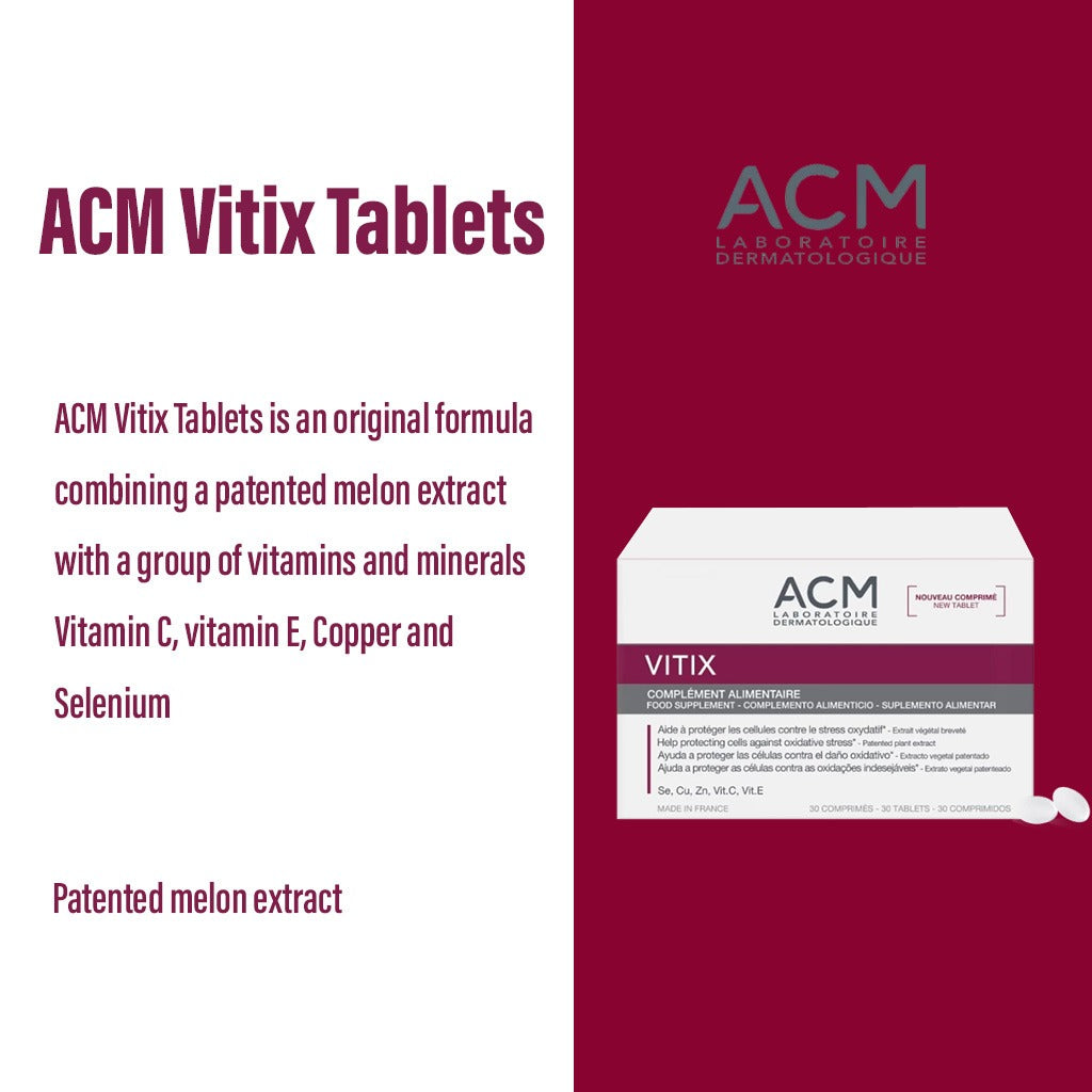 أقراص فيتيكس من ACM، مكمل غذائي مضاد للأكسدة لعلاج البهاق، عبوة من 30 قرصًا