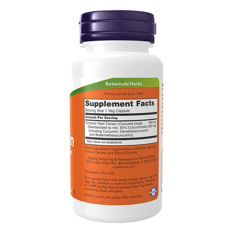 Now Curcumin 665mg Vegetarian Capsules For Anti-Inflammatory & Antioxidant Support, Pack of 60's