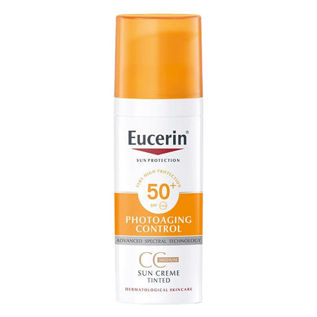 كريم الحماية من الشمس Eucerin Sun SPF 50+ Sun Creme Tinted CC متوسط ​​مضاد للشيخوخة 50 مل