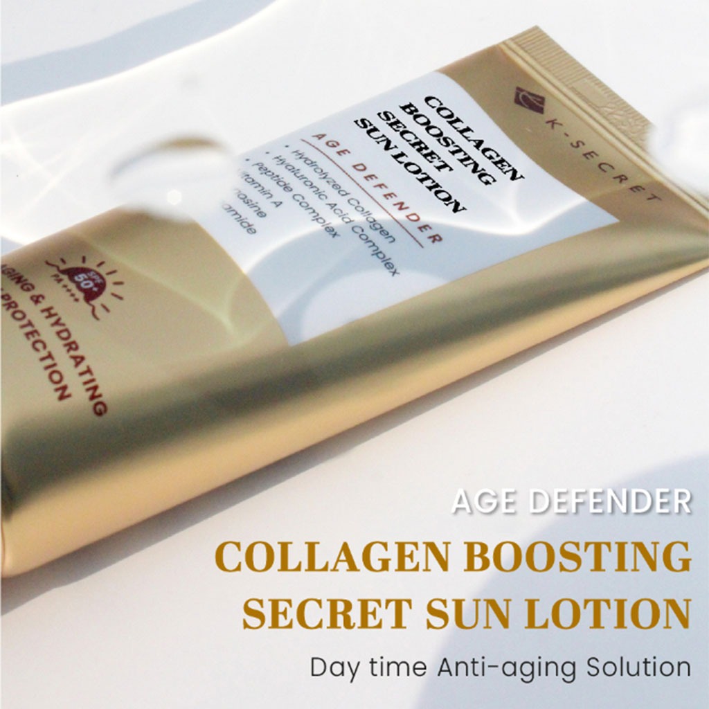 لوشن الشمس K-Secret Collagen Boosting Secret Age Defender مع عامل حماية من الشمس SPF 50+ وPA++++ 60 مل