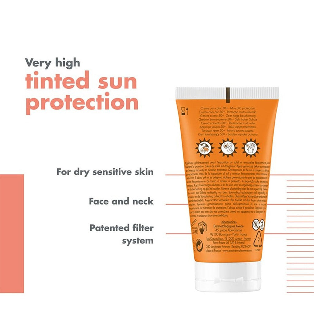 Avene SPF50+ Tinted Sunscreen Cream For High Sun Protection 50ml