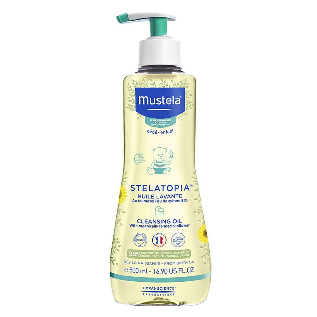 Mustela Baby Stelatopia Cleansing Oil For Atopic Prone Skin, Fragrance-Free 500ml