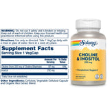 Solaray Choline & Inositol 250 مجم كبسولات نباتية لدعم عملية التمثيل الغذائي، عبوة من 100 كبسولة