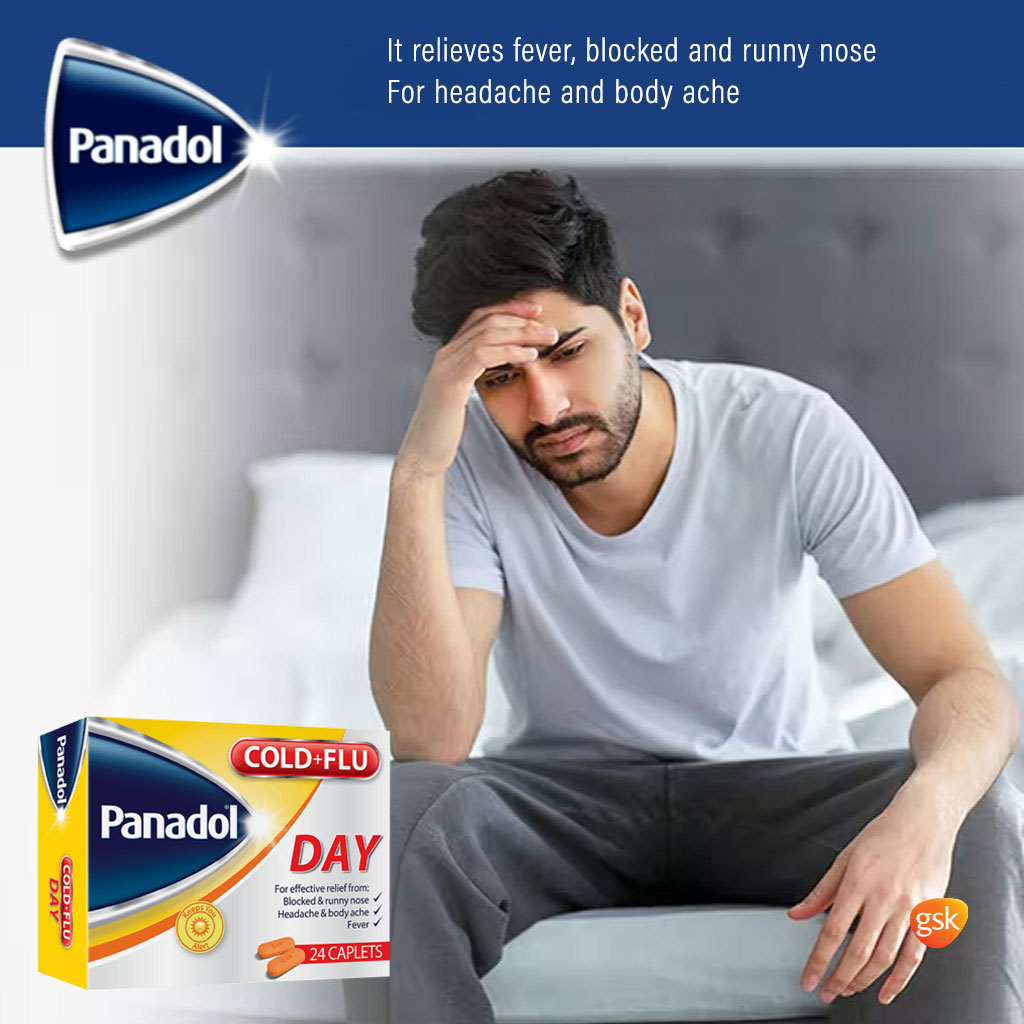 Panadol Cold & Flu Day For Fever, Cold & Flu Symptoms, Pack of 24's