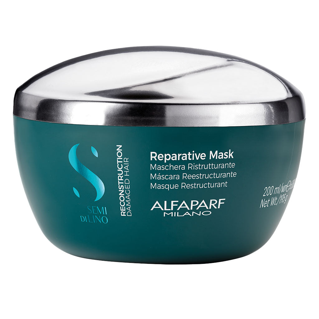 Alfaparf Milano Semi Di Lino Reparative Sulfate Free Hair Mask, Professional Reconstruction Treatment For Damaged Hair 200ml