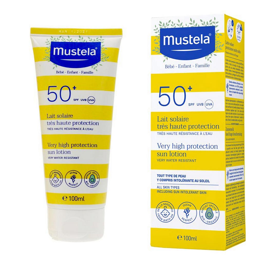 Mustela Very High Protection SPF50+ Sunscreen Lotion For Face and Body, Water Resistant 100ml