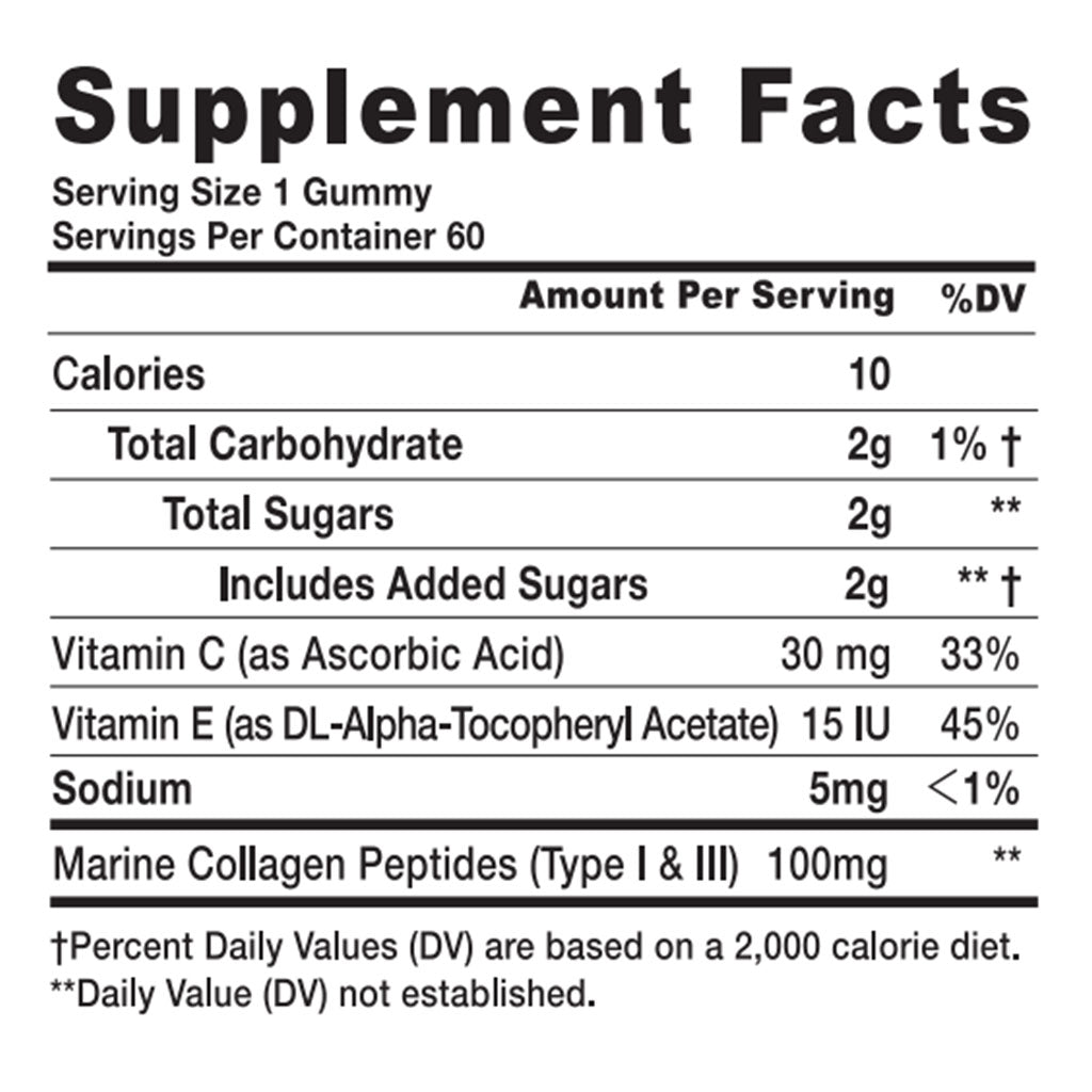 Dr. Gummies Marine Collagen Adult Gummies with Vitamins C & E, Pack of 60's