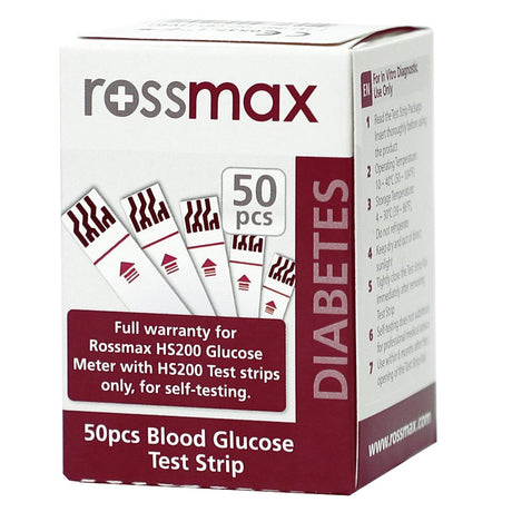 Rossmax HS200 Blood Sugar Test Strips For Diabetes Management, Pack of 50's