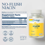 Solaray Niacin No Flush 500mg Veg Capsules For Energy Support, Pack of 100's