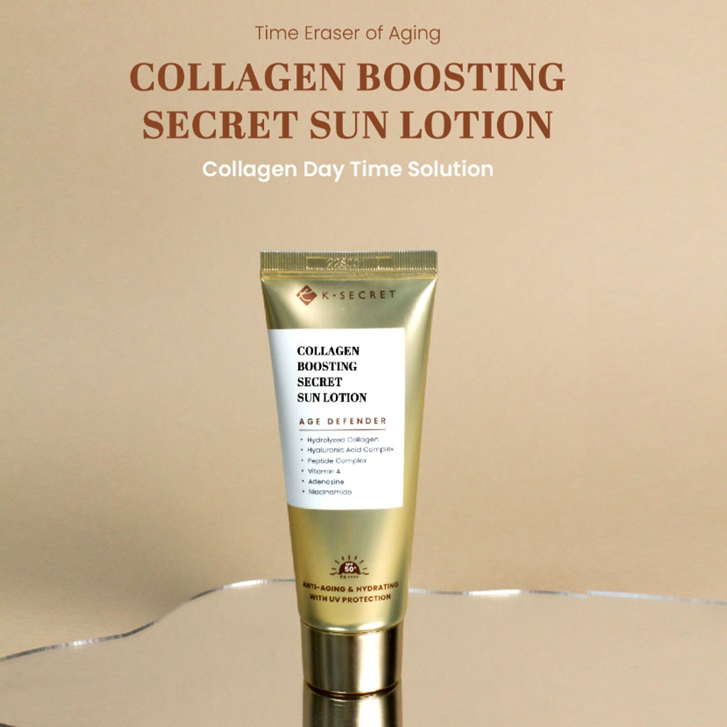 لوشن الشمس K-Secret Collagen Boosting Secret Age Defender مع عامل حماية من الشمس SPF 50+ وPA++++ 60 مل