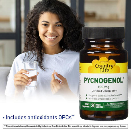 Country Life Pycnogenol 100mg Antioxidant Vegan Capsules, Pack of 30's