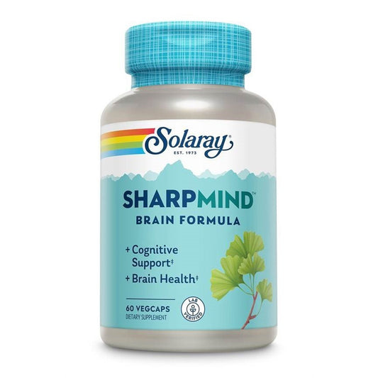 كبسولات نباتية من Solaray Sharpmind Brain Formula للدعم المعرفي وصحة الدماغ، عبوة من 60 كبسولة