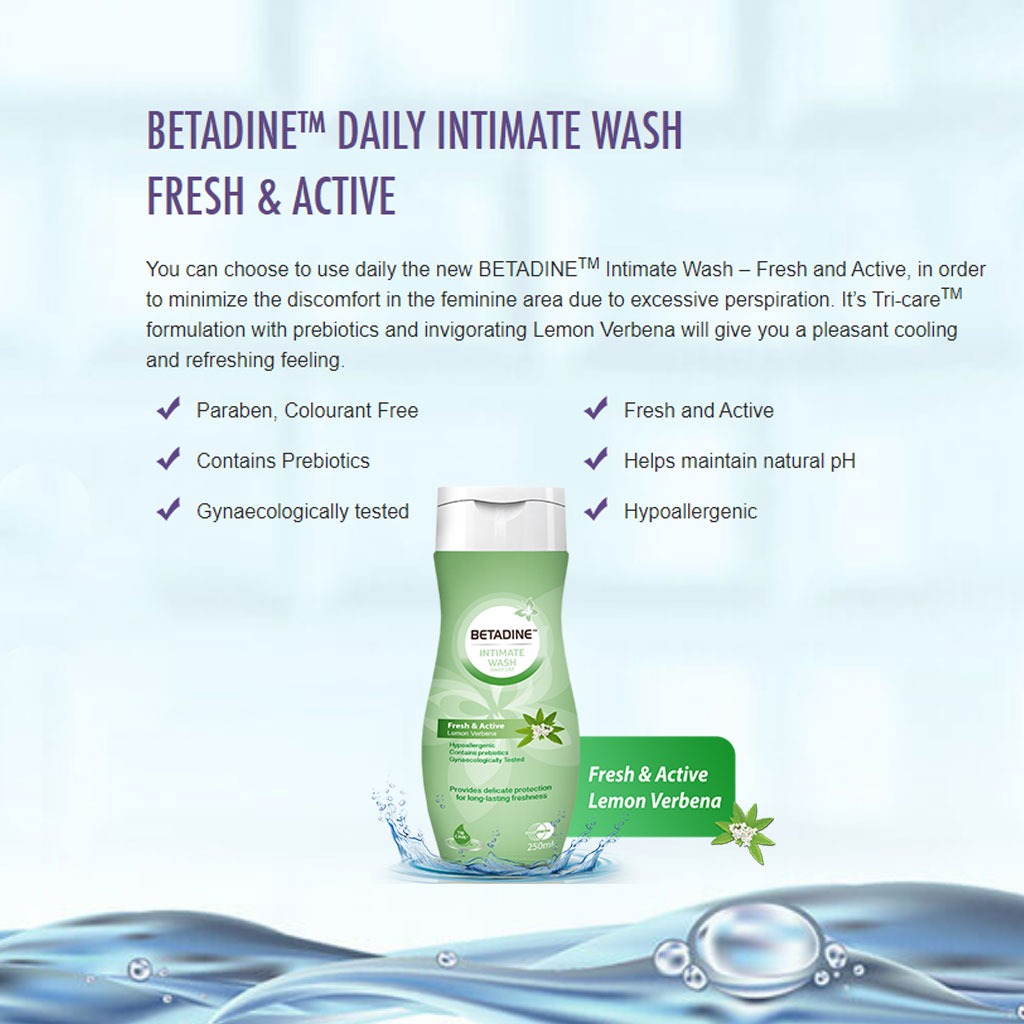 Betadine Daily Use Feminine Intimate Wash, Fresh & Active Lemon Verbena 250ml