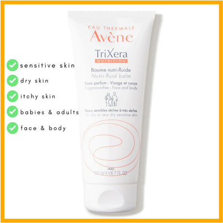 Avene Trixera Nutrition Nutri-Fluid Balm, Emollient Balm For Dry Skin And Sensitive Skin 200ml